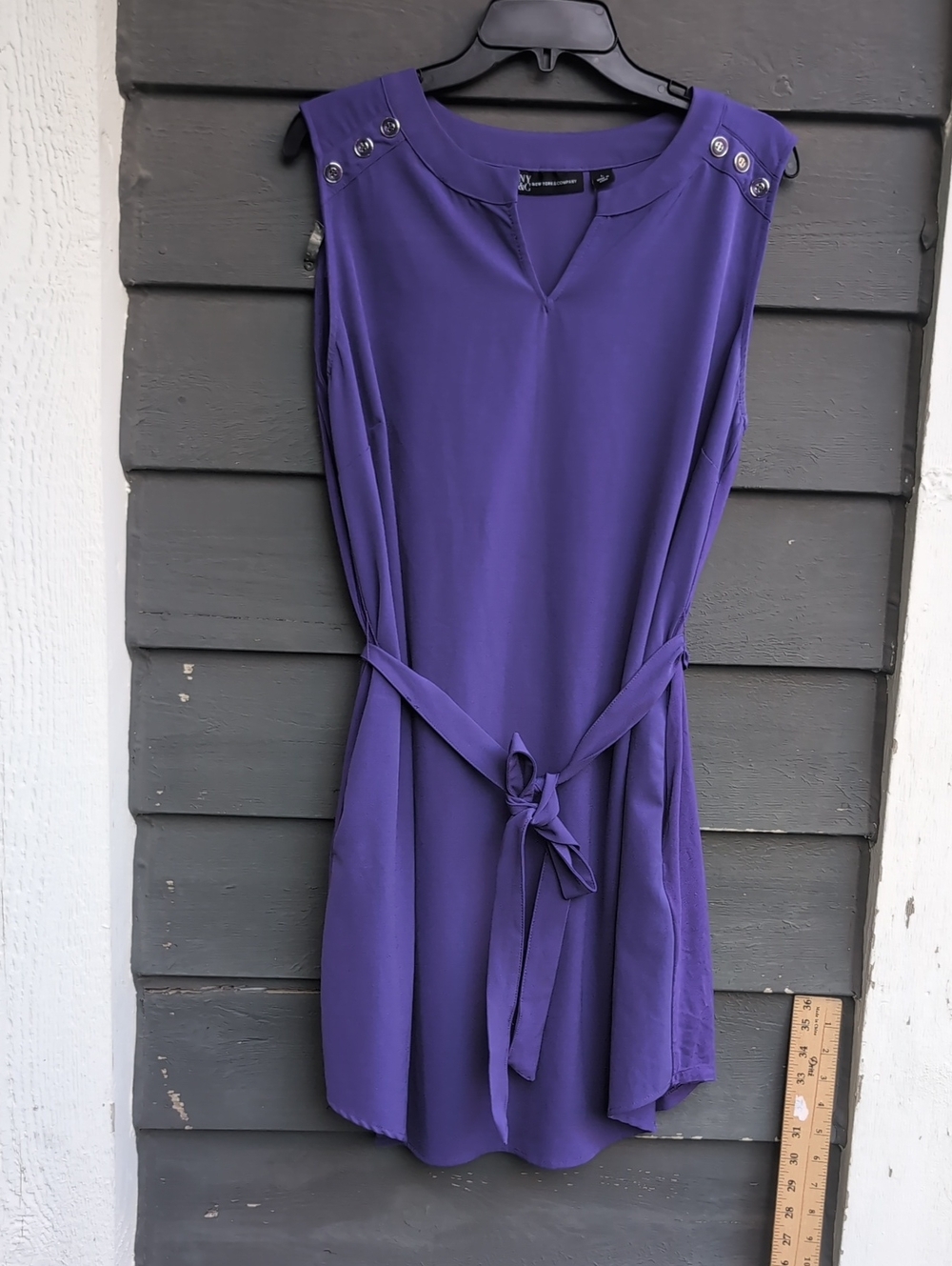 NY+ Company Sleeveless Purple Tie-Waist Dress Size Large